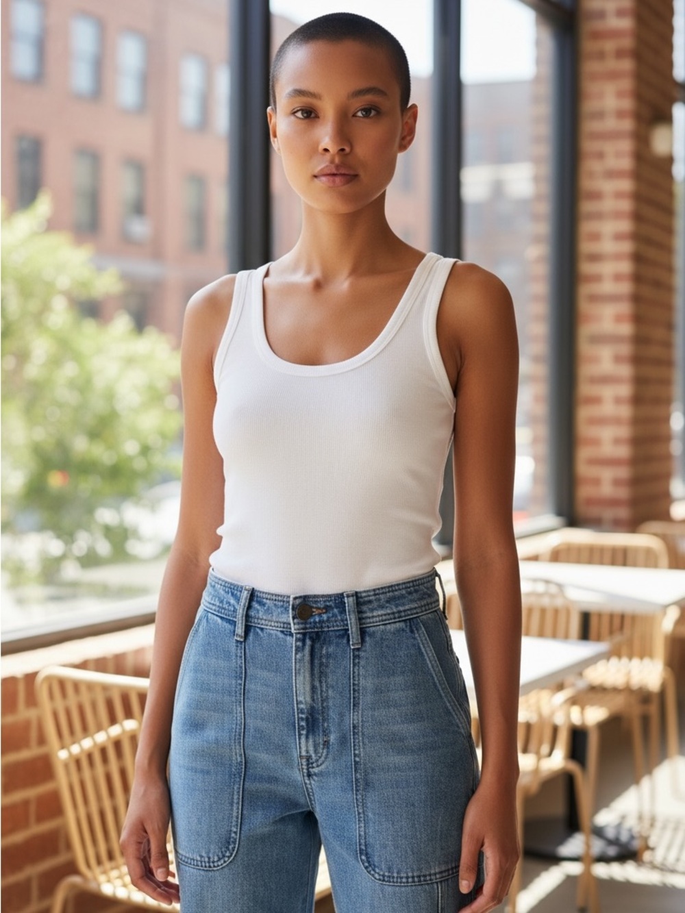 Marea by Liz Joy White Soft Tee Scoop Neck Tank Top - Women NWT SZXL